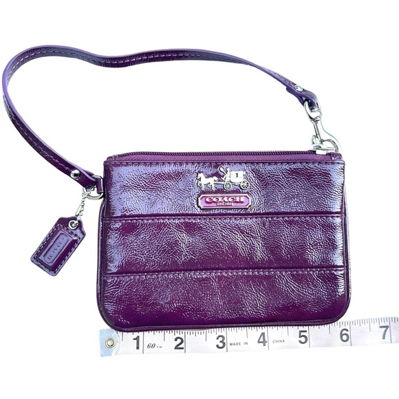 Coach Handbags - Coach purple patent small zippy wallet heritage